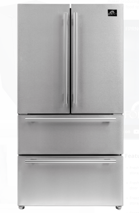 FORNO Moena 36″ French Door 19.2 Cu.Ft. Stainless Steel Refrigerator